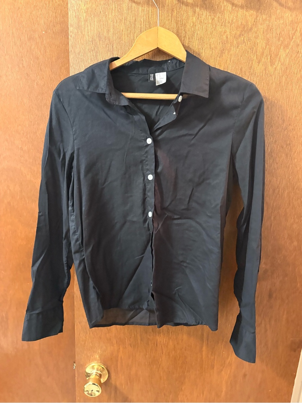 Black Button-Up Dress Shirt - Classic Long Sleeve(npt)